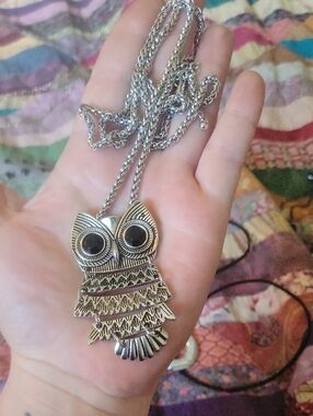 Silver Owl Pendant Necklace - Women Jewelry